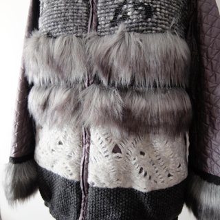 Abrigo chaquetón gris lana y pelo
