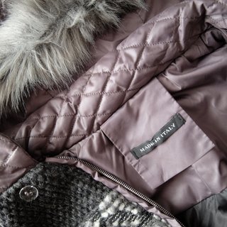 Abrigo chaquetón gris lana y pelo