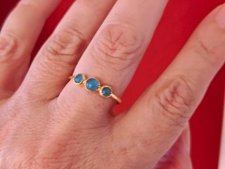 Anillo Plata 925 Baño Oro Calcedonia Turquesa