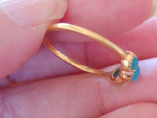 Anillo Plata 925 Baño Oro Calcedonia Turquesa