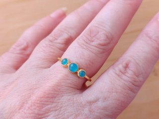 Anillo Plata 925 Baño Oro Calcedonia Turquesa