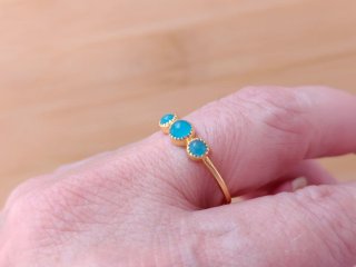 Anillo Plata 925 Baño Oro Calcedonia Turquesa