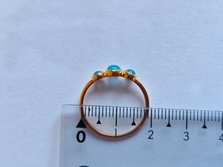 Anillo Plata 925 Baño Oro Calcedonia Turquesa