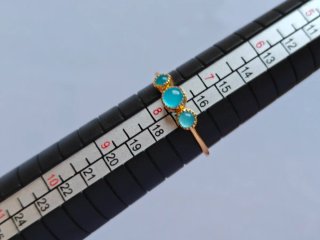 Anillo Plata 925 Baño Oro Calcedonia Turquesa