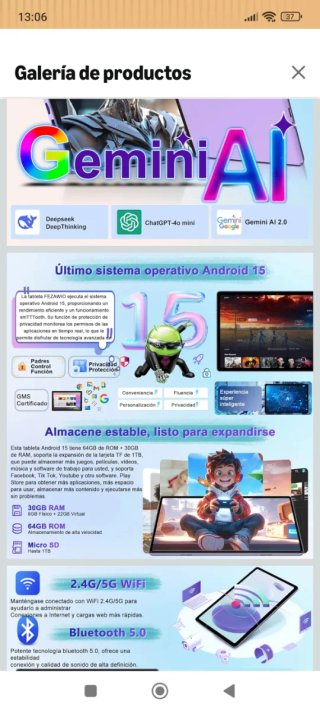 Tablet 10" 30GB+64GB+1TB Morado