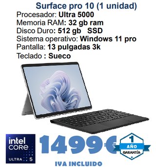 Surface Pro 10 32GB RAM 512GB SSD
