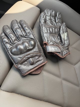 Guantes Moto Verano LEM Piel Marrón con proteccion