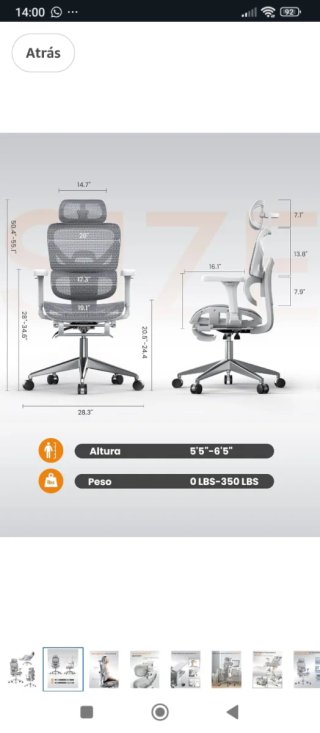 Silla de oficina ergonómica gris