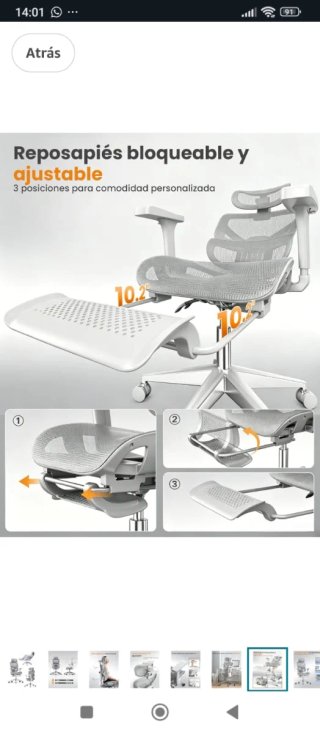 Silla de oficina ergonómica gris