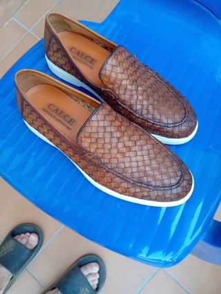 Mocasines CALCE trenzado piel marrones T42