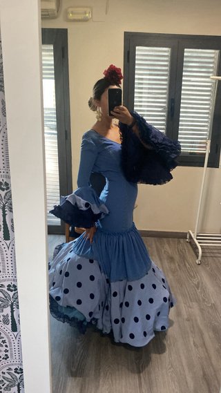 Traje de flamenca azul talla XS