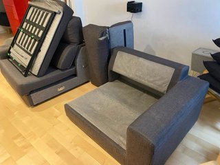 Sofá 3 plazas, asientos deslizante, gris