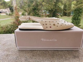Bailarinas Tamaris blancas  y Plateadas