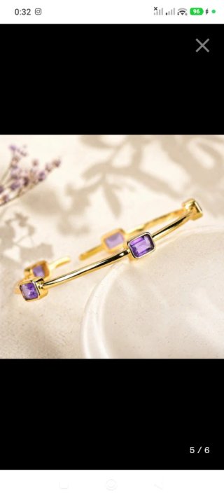 Pulseira Prata com banho de Ouro 18k e Ametistas