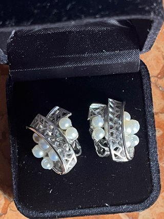 Orecchini Trifari vintage perle argento