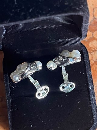 Orecchini Trifari vintage perle argento
