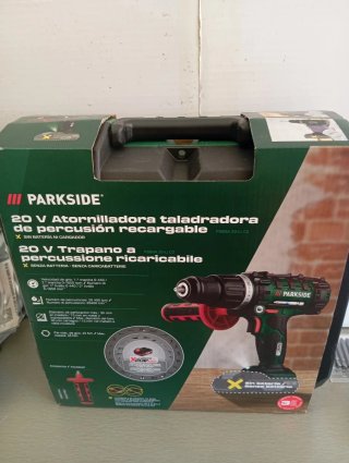 Kit percutor Taladro Parkside X20V con accesorios