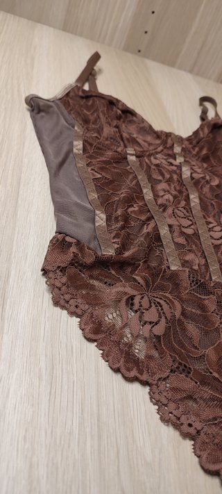 Body Lencero Encaje Chocolate - Nuevo - Talla S