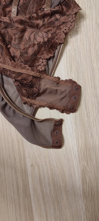 Body Lencero Encaje Chocolate - Nuevo - Talla S