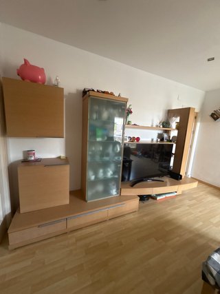 Mueble de salón de diseño de madera y cristal