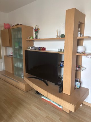 Mueble de salón de diseño de madera y cristal