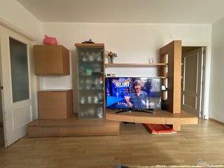 Mueble de salón de diseño de madera y cristal