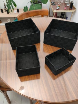 Juego de 4 Cajas Organizadoras Negras