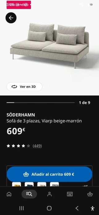 Sofá gris Ikea tela gris