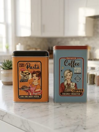 Lote 2 Latas estética Vintage Pasta y Café