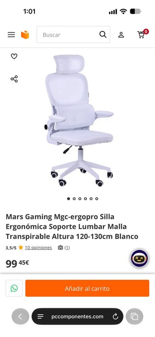 Silla ergonómica blanca