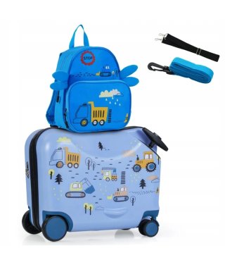 Costway Maleta rígida y Mochila Infantil Camiones