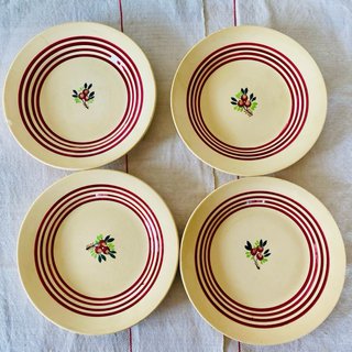 4 Platos Gien Vintage Cerámica Francesa