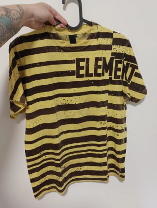 Camiseta Element Rayas Marrón/Amarillo Talla M