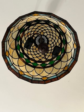 Lampada da soffitto Tiffany in cristallo e metallo