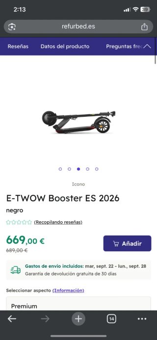 E-TWOW Booster ES 2026 Patinete Eléctrico Negro