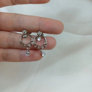 Pendientes Zíngara Acero Baño Plata Circonitas