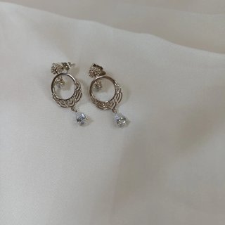 Pendientes Zíngara Acero Baño Plata Circonitas