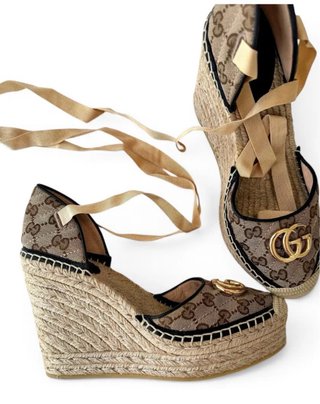 Alpargatas Gucci de lona con lazo