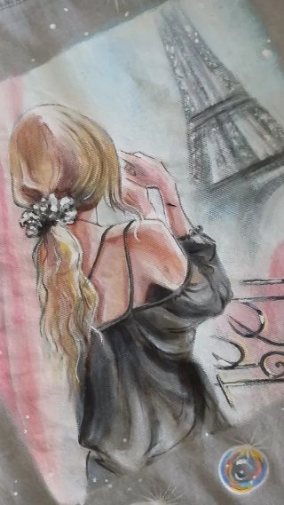 Camicia donna grigia dipinta a mano
