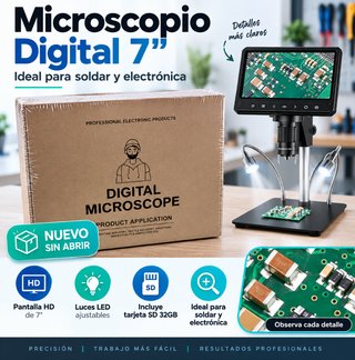 Microscopio Digital 7” con pantalla y luces LED NU