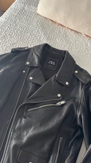 Chaqueta Piel Biker Zara Negra