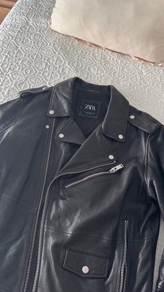 Chaqueta Piel Biker Zara Negra