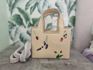 Bolso Loewe Beige Bordado Flores