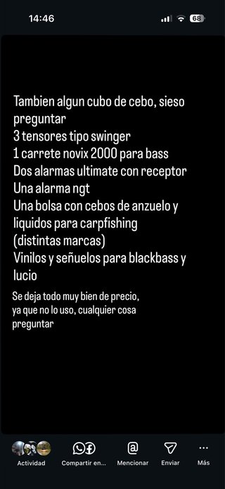 Lote pesca: cebos, carrete, alarmas, señuelos