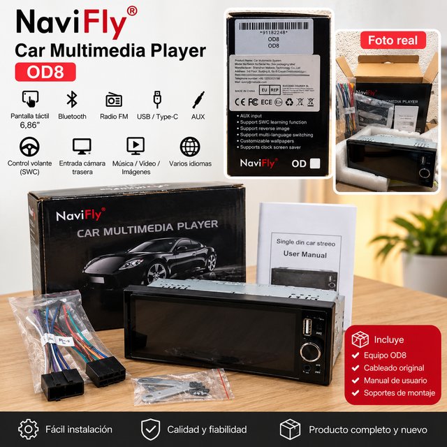 NaviFly OD8 Radio Coche Pantalla Táctil 6.86