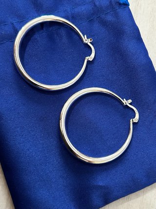 Orecchini Argento 925 Cerchi 4cm Nuovi