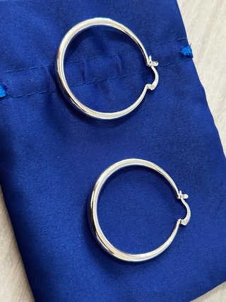 Orecchini Argento 925 Cerchi 4cm Nuovi