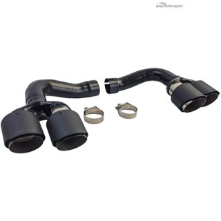 COLAS DE ESCAPE DOBLES CARBONO + MARCO DE MOLDURA NEGRO BRILLANTE BMW X6 E71 08-14