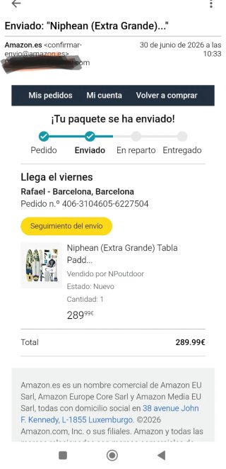 Tabla de Paddle comprada hace 2 meses