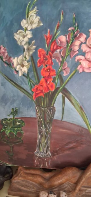 Antigua pintura óleo sobre cartón firmado